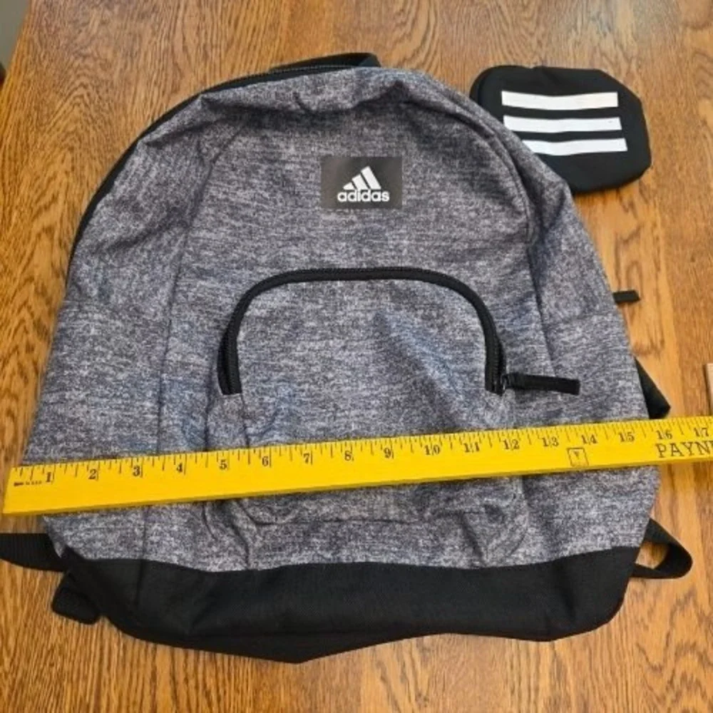 Adidas Grey Classic Backpack with Clip-on Pouch 980594-D‎ 2 Zipper Laptop Pocket